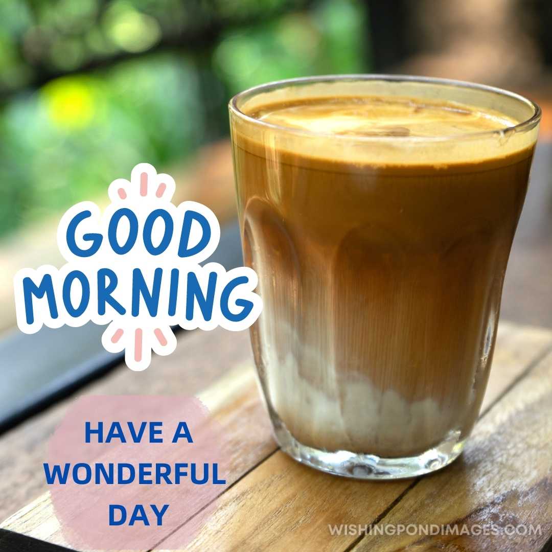 Cold drinks iced coffee with milk close up outdoor. Good Morning Coffee Images